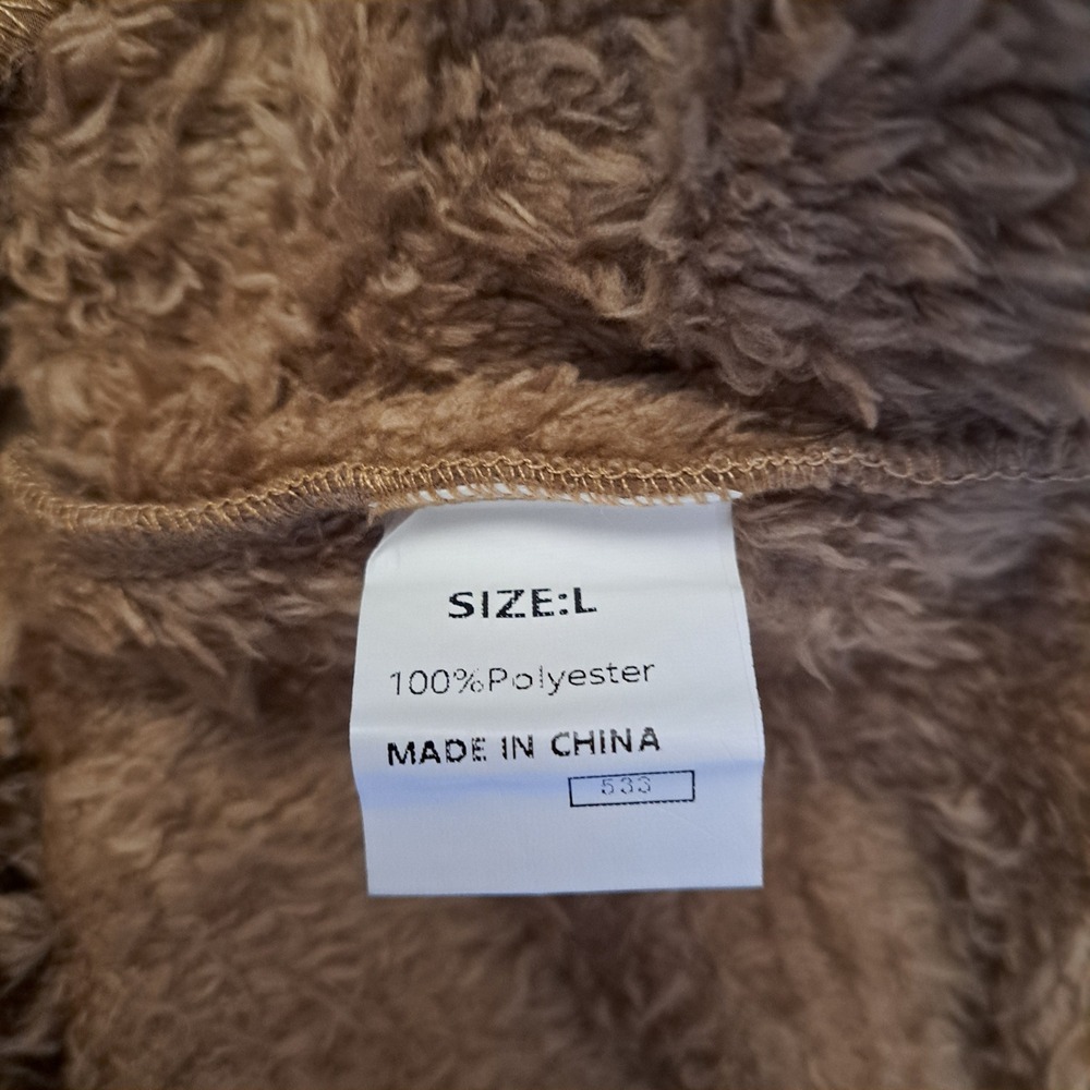 Dokotoo Fleece Jacket Womens Large Brown Faux Fur Shacket Button Up Cozy Warm - Picture 10 of 13